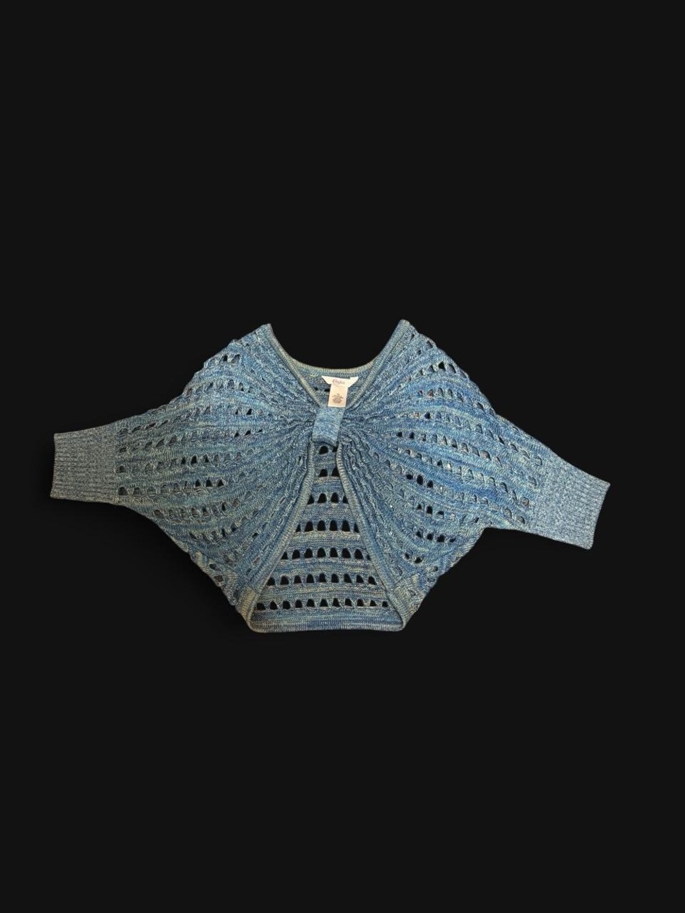 Light Blue Open-Knit Batwing Sweater Cardigan